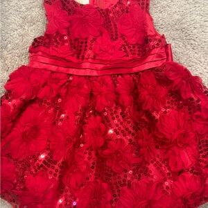 Elegant Red Floral Kids Dress